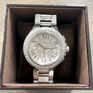 Michael Kors Oversized Camille Pavé Silver-Tone Watch